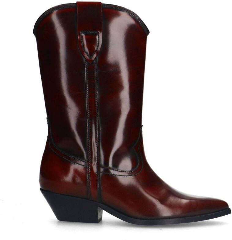 Sacha leren cowboylaarzen bordeaux rood