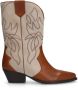 Sacha Dames Cognac leren cowboy laarsjes met suède details - Thumbnail 1