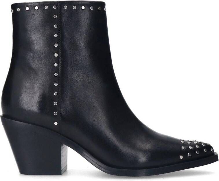 Sacha Dames Zwarte western enkellaarsjes met studs