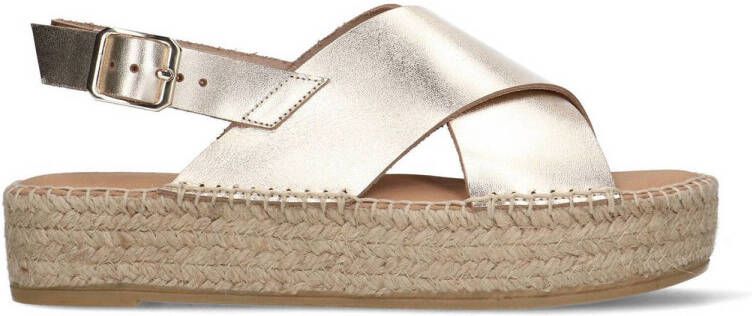 Sacha leren espadrilles goud