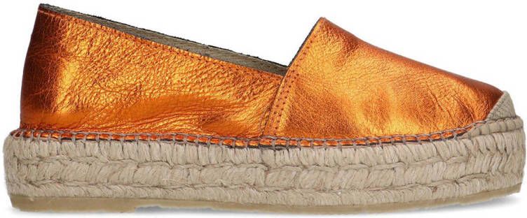 Sacha Dames Oranje metallic leren espadrilles