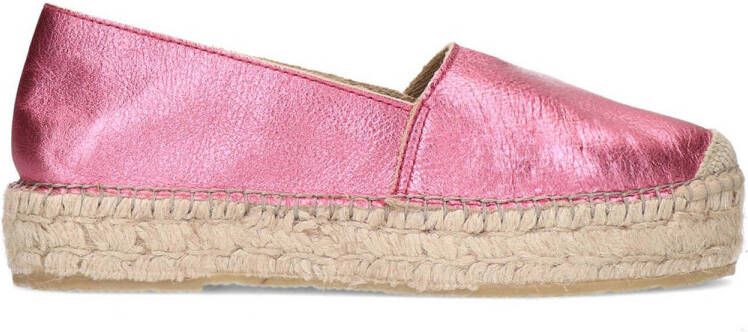 Sacha leren espadrilles roze metallic