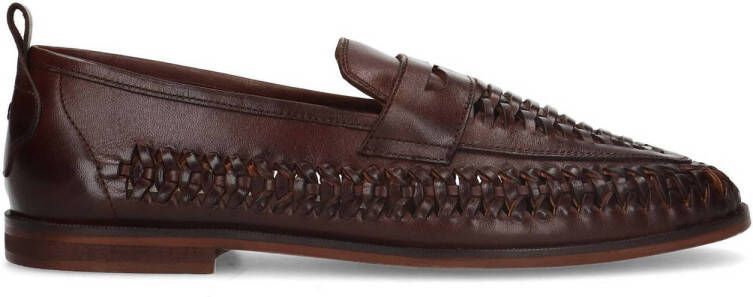 Sacha Heren Bruine gevlochten leren loafers