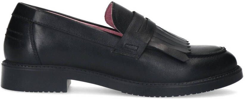 Sacha Dames Zwarte leren loafers met franjes