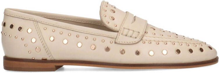 Sacha leren loafers met studs beige