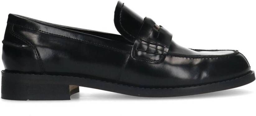 Sacha Dames Zwarte leren penny loafers