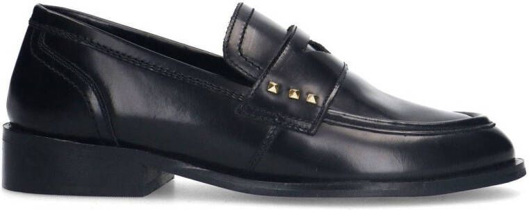 Sacha Dames Zwarte leren penny loafers