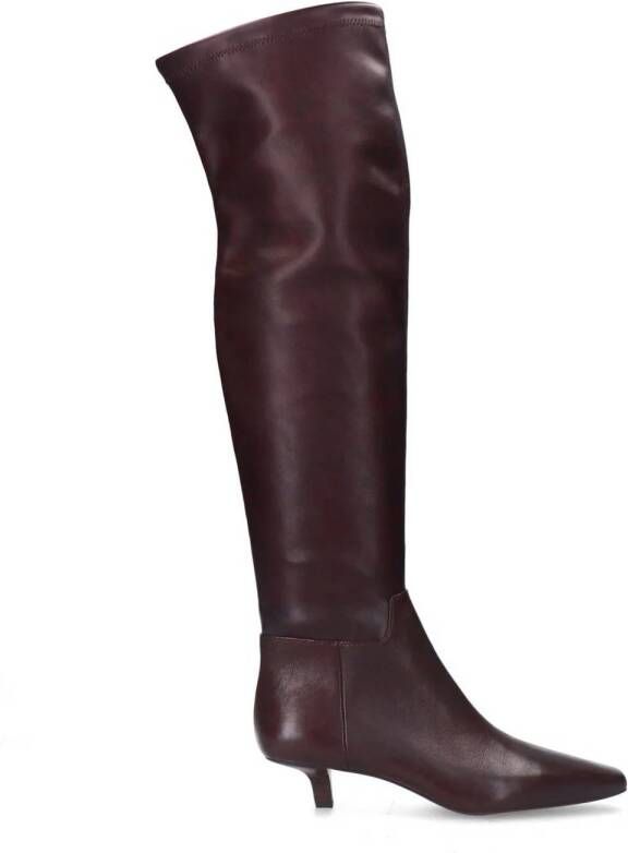 Sacha Dames Bordeaux hoge stretch laarzen met kitten heel