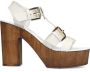 Sacha Dames Witte leren sandalen met plateau hak - Thumbnail 1