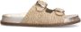 Sacha Dames Beige leren slippers met gespen - Thumbnail 1