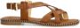 Sacha Dames Cognac leren platte sandalen - Thumbnail 1