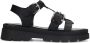 Sacha Dames Zwarte leren plateau sandalen met goudkleurige buckles - Thumbnail 1