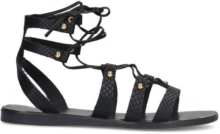 Sacha Dames Zwarte leren sandalen