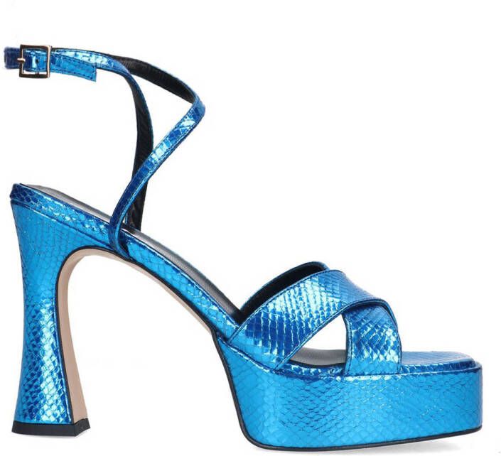 Sacha leren sandalettes blauw metallic