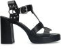 Sacha Dames Zwarte leren sandalen met hak - Thumbnail 1