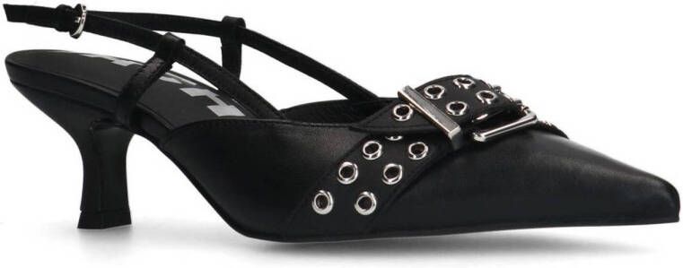 Sacha Dames PRE-ORDER Zwarte buckle slingbacks met kitten heel