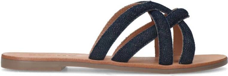 Sacha Dames Donker blauwe denim slippers