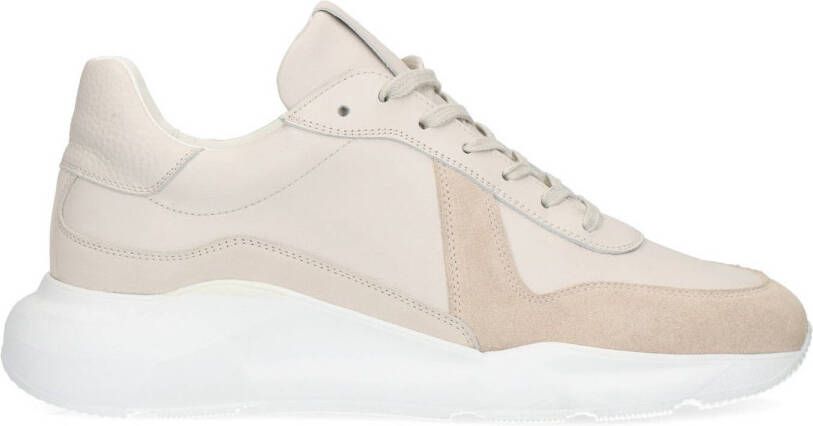 Sacha Heren Beige leren sneakers met su�de