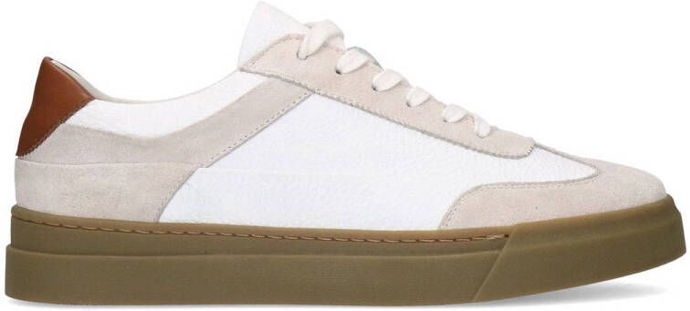 Sacha Heren Witte sneakers met beige suède details