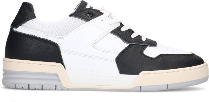 Sacha Heren Zwarte leren sneakers met witte details