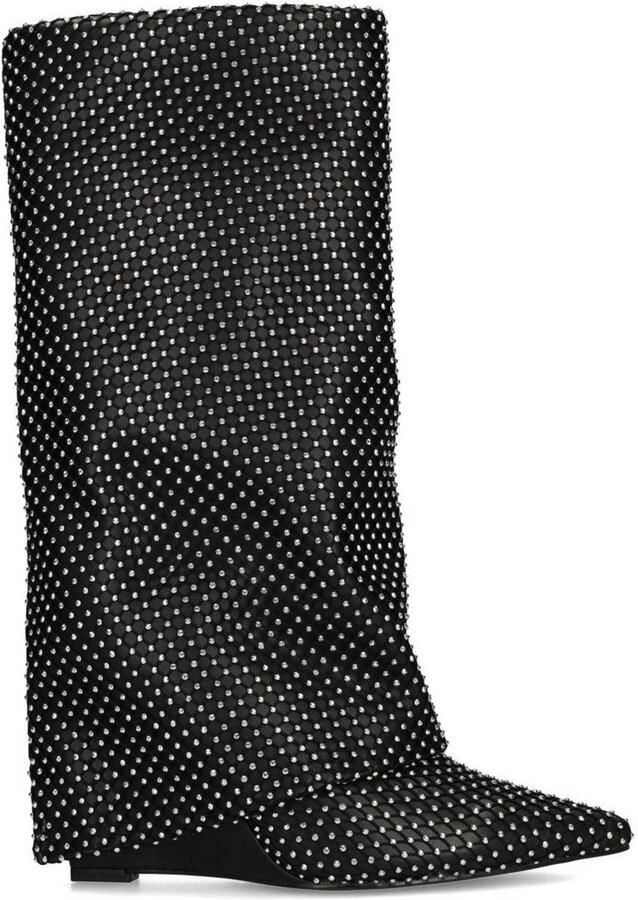 Sacha hoge laarzen met flap en strass zwart