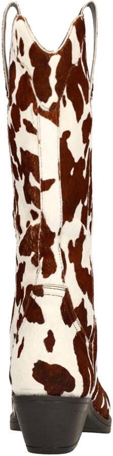 Sacha leren cowboylaarzen met koeienprint bruin ecru