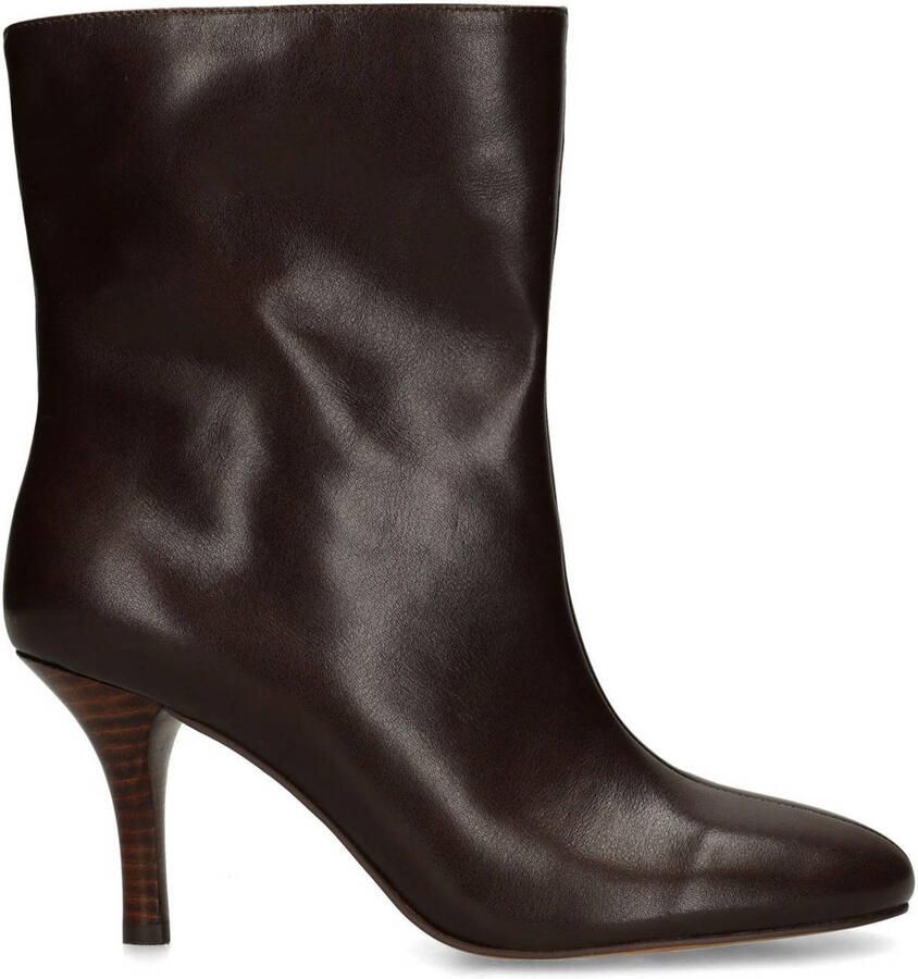 Sacha Dames Bruine leren enkellaarsjes met hak