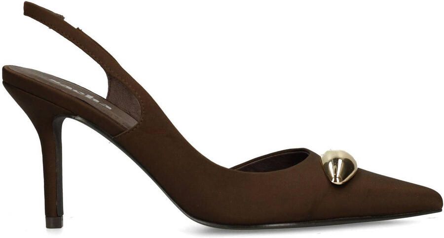 Sacha Dames Bruine slingback pumps met goudkleurig detail
