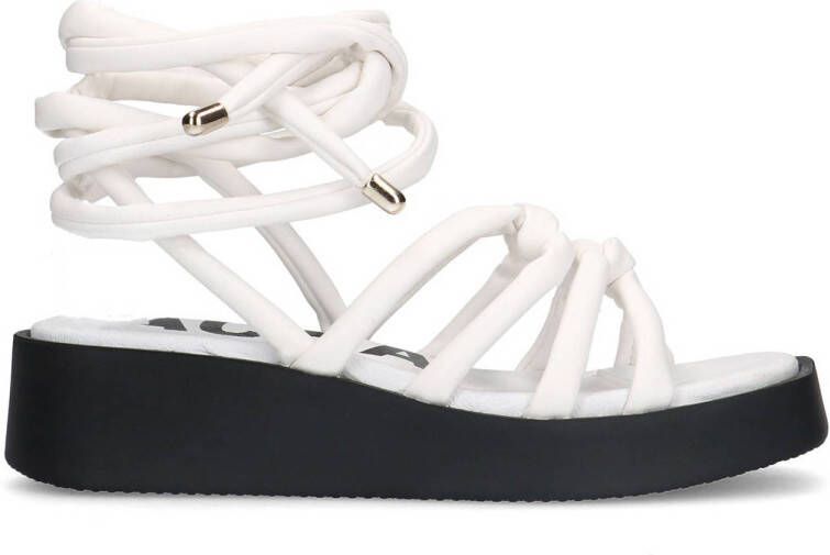 Sacha Dames Witte plateau sandalen met strikveters