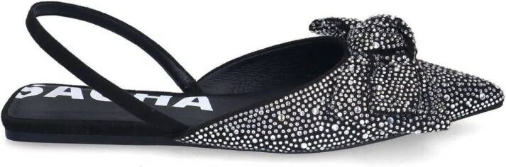 Sacha Dames Zwarte strass slingbacks met strik