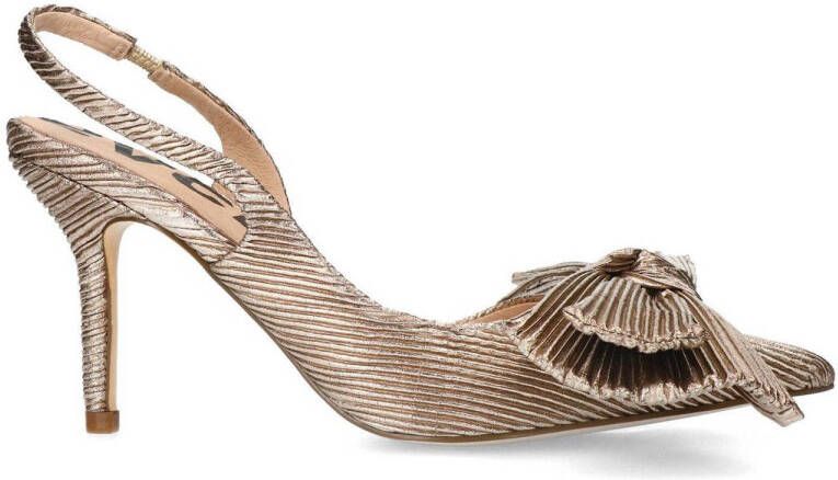 Sacha Dames Gouden metallic slingback pumps met strik