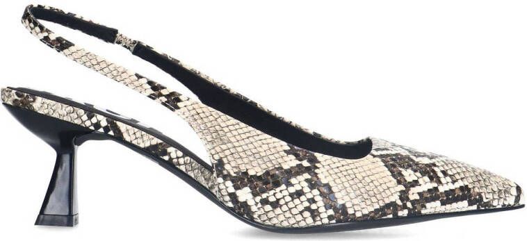 Sacha slingback pumps met slangenprint beige