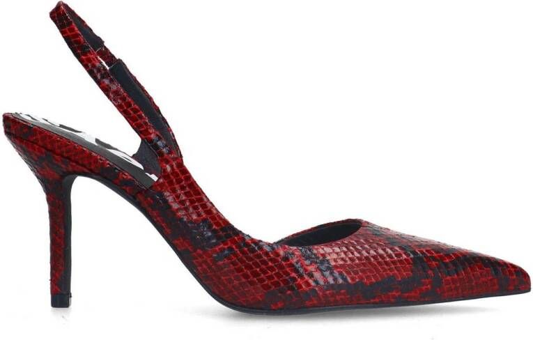 Sacha slingback pumps met slangenprint rood zwart