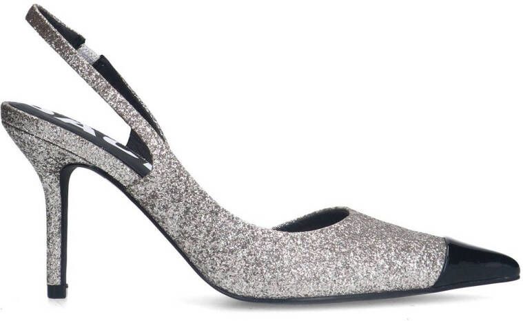 Sacha Dames Zilveren glitter slingback pumps