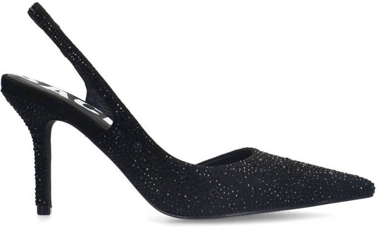 Sacha Dames Zwarte strass slingback pumps