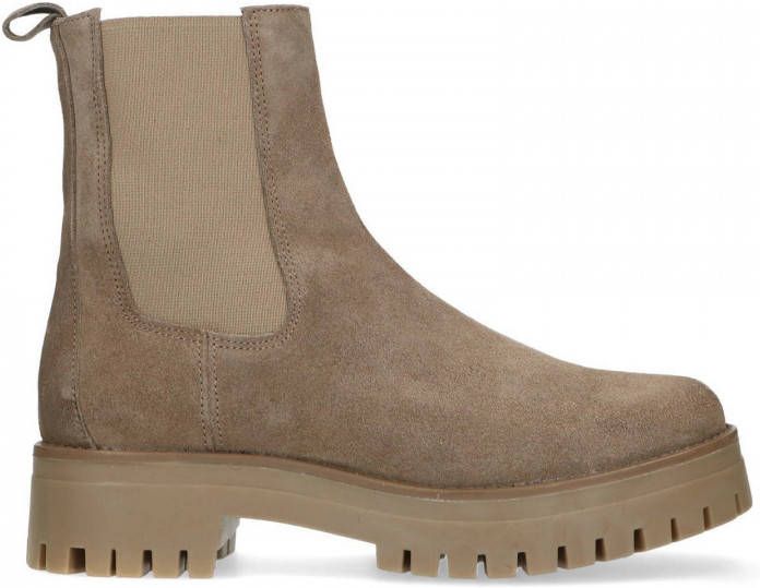 Sacha Dames Taupe su�de chelsea boot