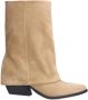 Sacha Dames Beige suède western enkellaarsjes met flap - Thumbnail 1