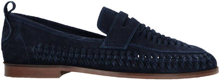 Sacha Heren Donkerblauwe suède loafers met gevlochten detail