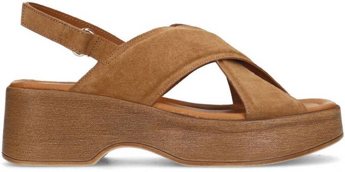 Sacha suède sandalen cognac