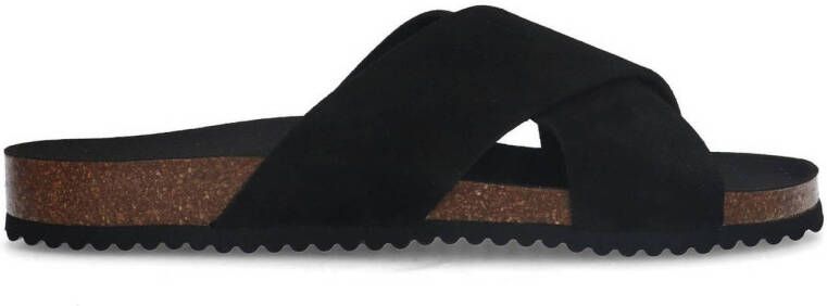 Sacha suède slippers zwart