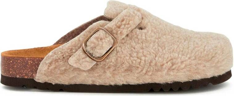 Scholl FAE NEW Synthetic shearling Womens Taupe FALSO Clogs Taupe