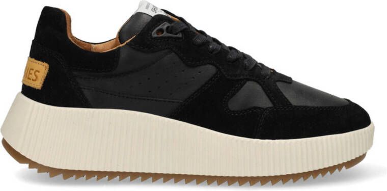 Shabbies Amsterdam Chavi Nio leren sneakers zwart