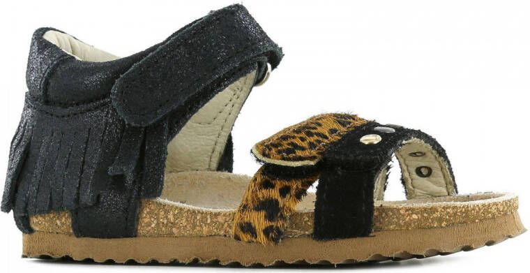 Shoesme BI20S076 F leren sandalen met panterprint zwart