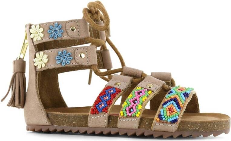 Shoesme leren sandalen met kraaltjes beige Meisjes Leer All over print 33