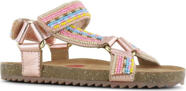 Shoesme leren sandalen met kraaltjes roze metallic Meisjes Leer All over print 29