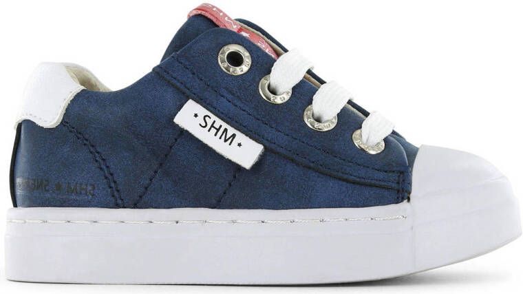 Shoesme leren sneakers donkerblauw Leer Effen 21