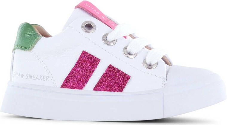 Shoesme leren sneakers wit roze Meisjes Leer Meerkleurig 29