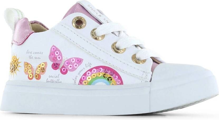 Shoesme Veterschoenen Meisjes white Pink Leer