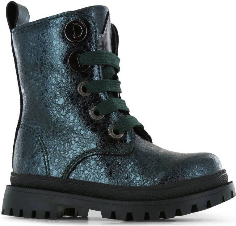 Shoesme leren veterboots donkergroen Meisjes Leer Effen 24