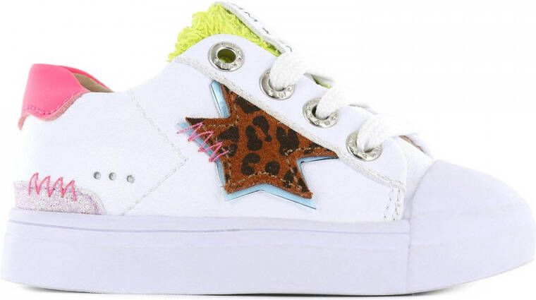 Shoesme SH22S010 C leren sneakers met dierenprint wit multi